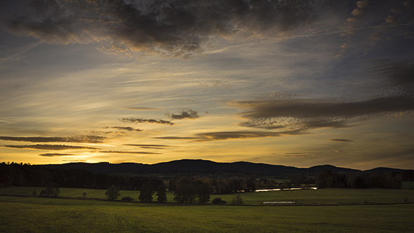 Landscape Under The Sunset