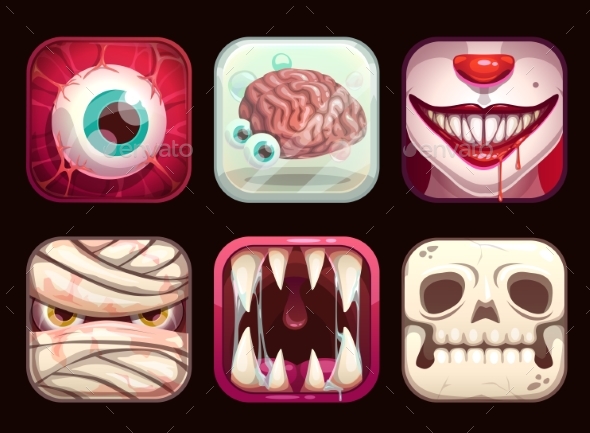 GraphicRiver Scary App Icons on Black Background 20884694 GraphicRiver Scary App Icons on Black Background 20884694