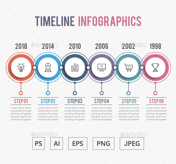 6 Steps Timeline Infographics - Infographics