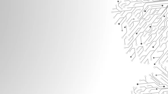 Clean White Circuit Board with moving electrons Data Flow, Artificial Intelligence. alt