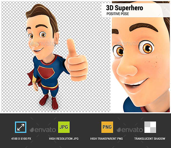 GraphicRiver 3D Superhero Positive Pose with Thumb Up 20885575 GraphicRiver 3D Superhero Positive Pose with Thumb Up 20885575