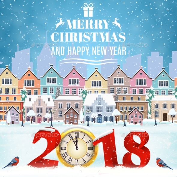 GraphicRiver Christmas Postcard with Vintage Street 20885749 GraphicRiver Christmas Postcard with Vintage Street 20885749