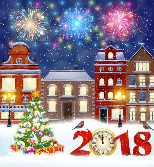 GraphicRiver Christmas Winter City Street 20885833