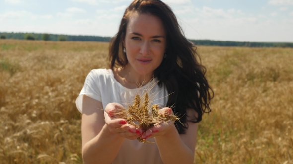 Woman with Wheat in Hands  alt
