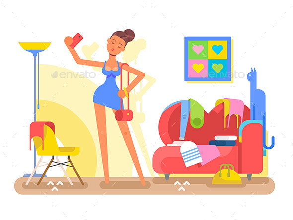 Girl Selfie Photo in Dress - People Characters