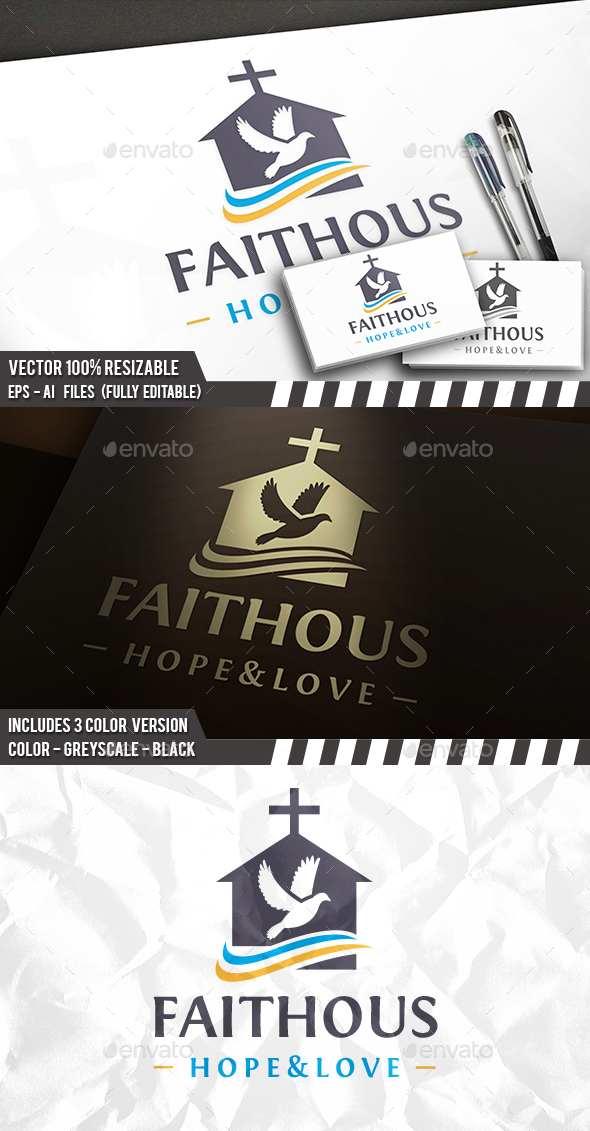 GraphicRiver Dove Church House Logo 20887716 GraphicRiver Dove Church House Logo 20887716