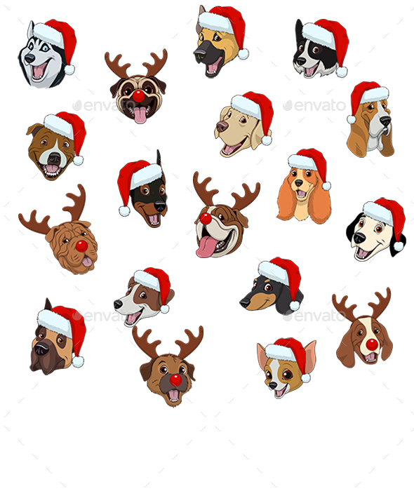 Set of Dogs for Christmas - Animals Characters