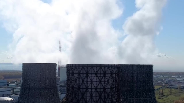 Aerial Smoke From Heavy Industry Factory alt