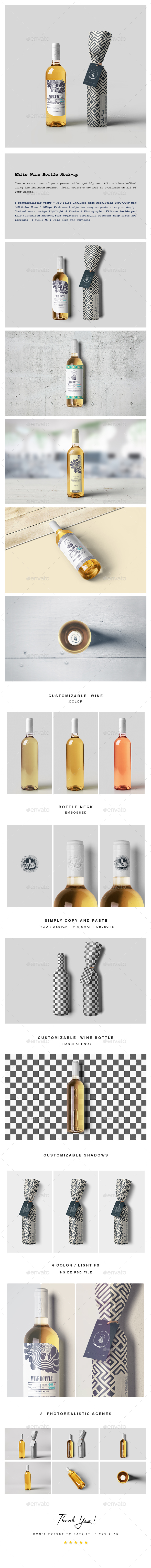 White Wine Bottle Mock-up - Product Mock-Ups Graphics
