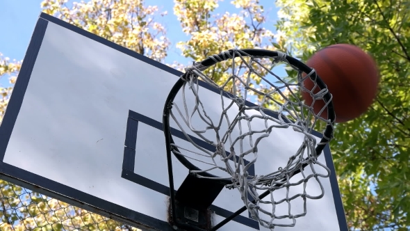 Basketball Enters the Basket Outdoors alt