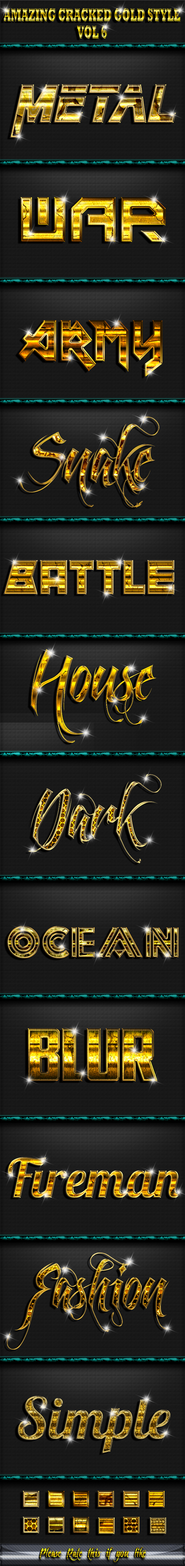 Amazing Cracked Gold Text Effect Style V6 - Styles Photoshop
