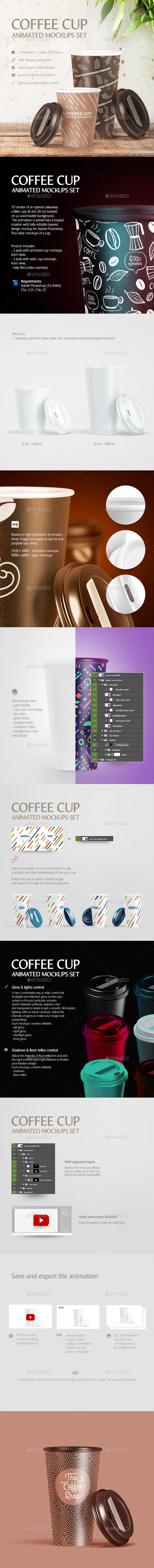 GraphicRiver Coffee Cup Animated Mockups Set 20874112