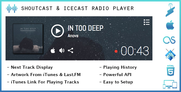 SHOUTcast & Icecast Radio Player with iTunes & Last.FM - CodeCanyon Item for Sale
