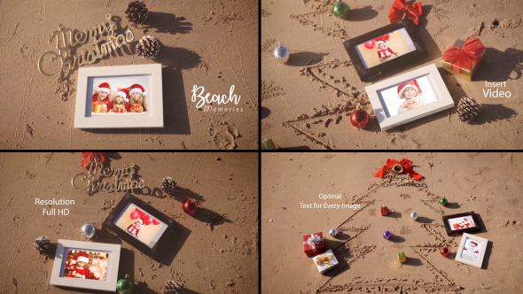 Videohive - Christmas Photo Frame On Thee Beach 20891537