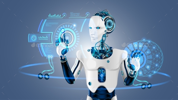 Robot Cybernetic Organism Works with a Virtual HUD - Computers Technology