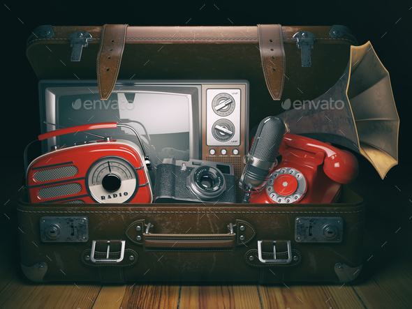 3d vintage suitcase set