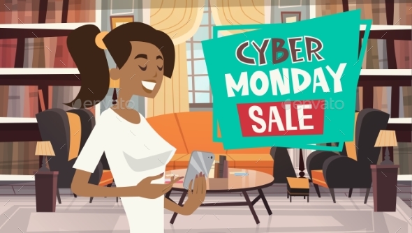 GraphicRiver Cyber Monday Sale Message From Girl Using Cell 20893493
