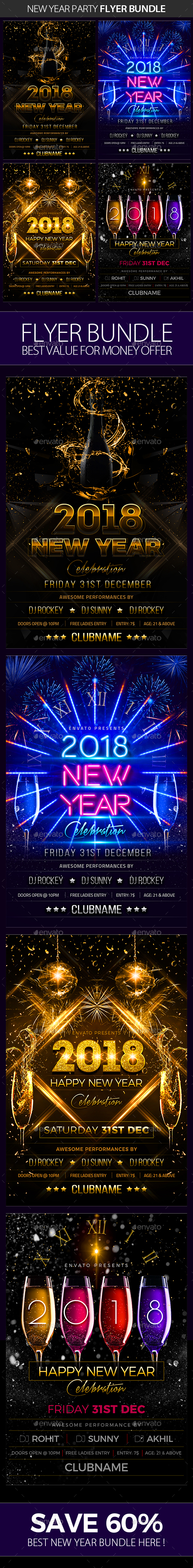 New Year Party Flyer Bundle - Clubs & Parties Events