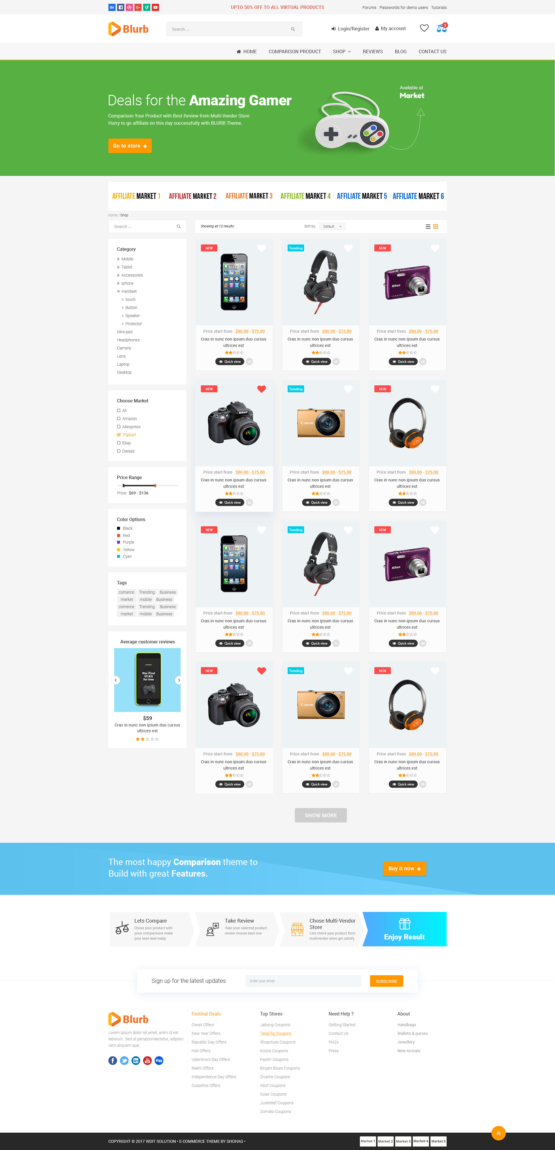 blurb price comparison affiliate website multi vendor store and vendor comparison template
