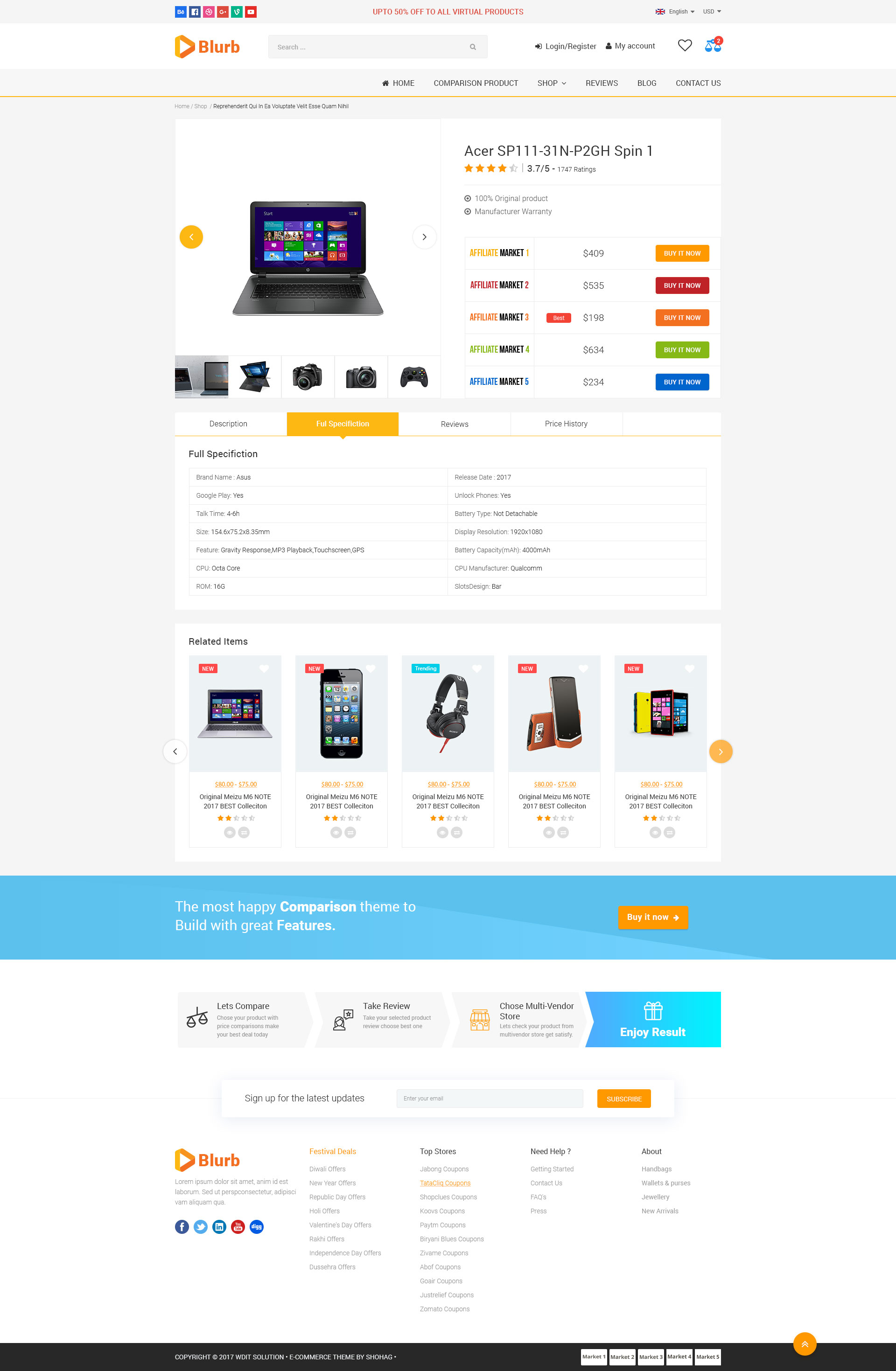 Blurb - Price Comparison, Affiliate Website, Multi vendor Store and ...