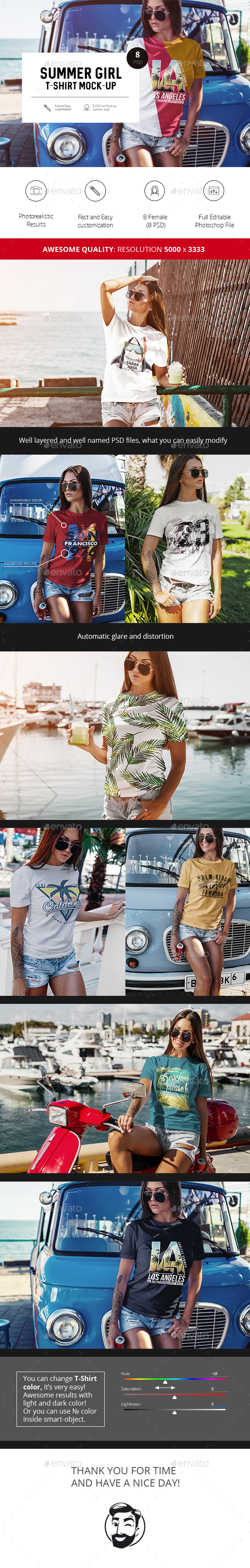 Summer Girl T-Shirt Mock-Up - T-shirts Apparel
