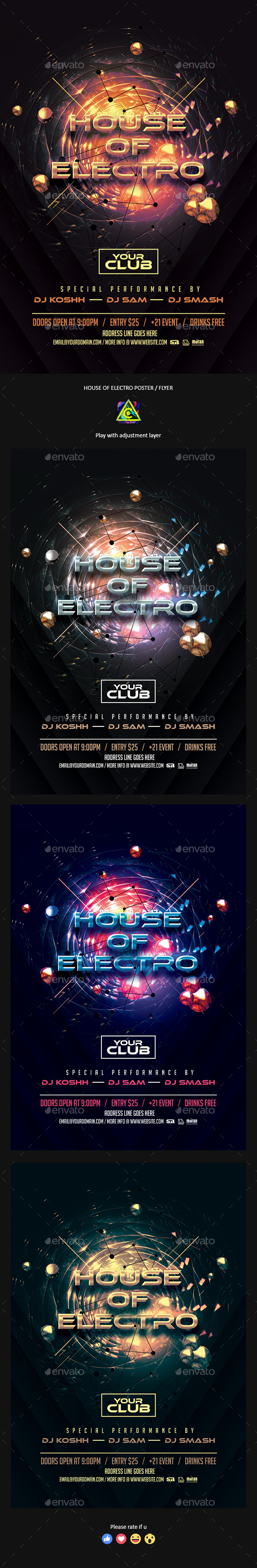 House of Electro Poster / Flyer - Clubs & Parties Events