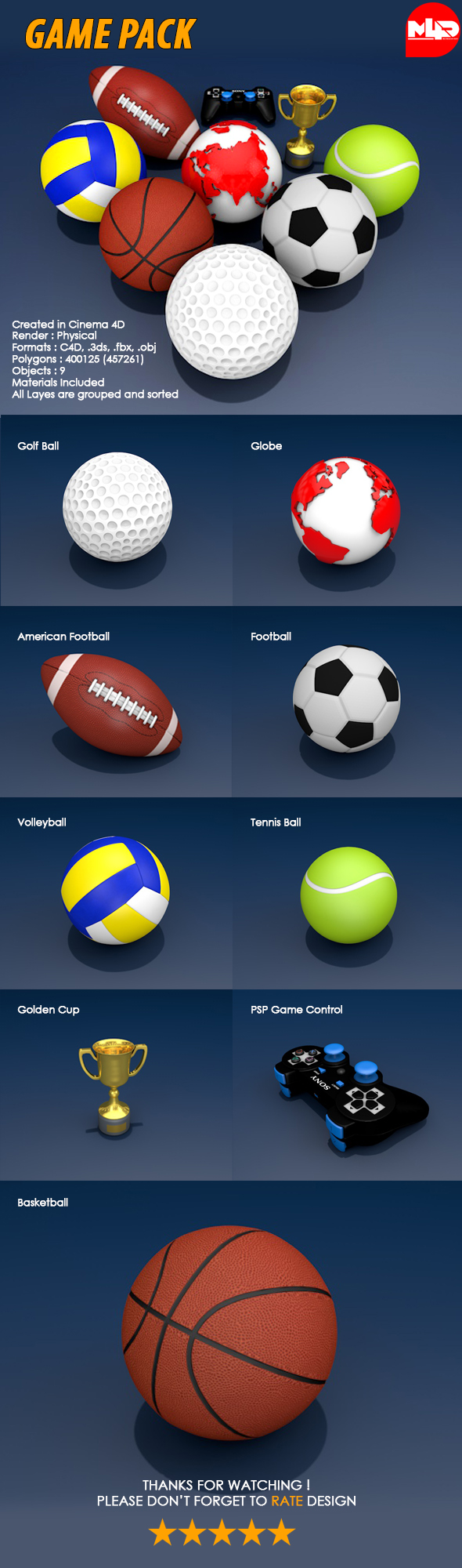 3DOcean Sports Game Pack 20897069