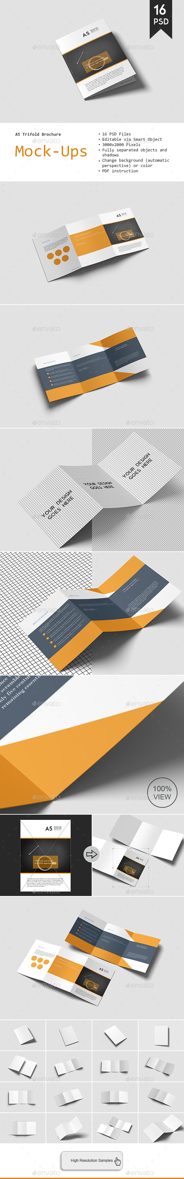A5 Trifold Brochure Mockup - Brochures Print