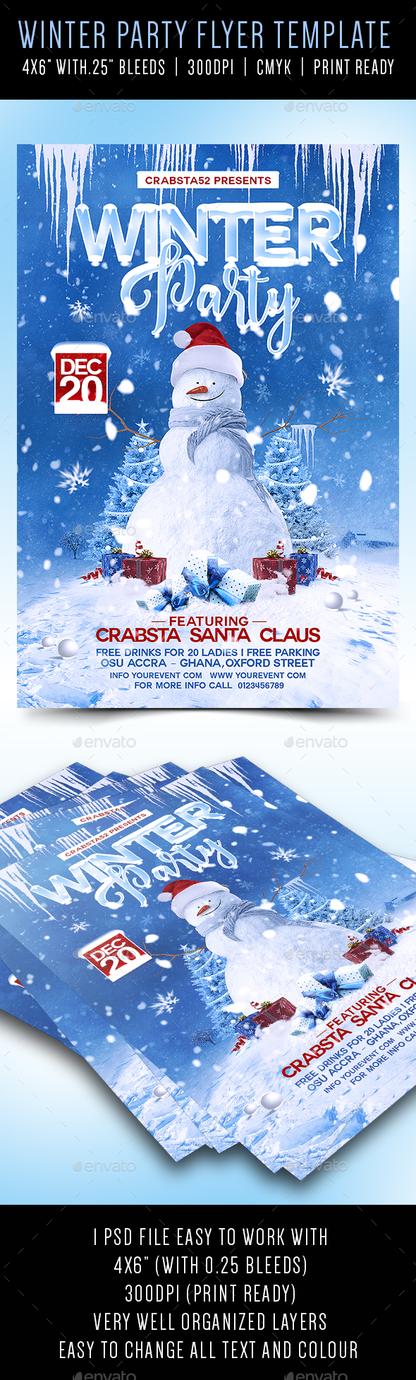 Winter Party Flyer Template - Flyers Print Templates