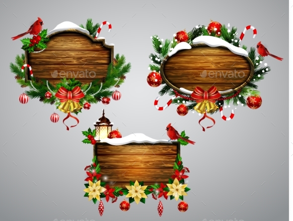 GraphicRiver Vector Wooden Christmas Board 20898519