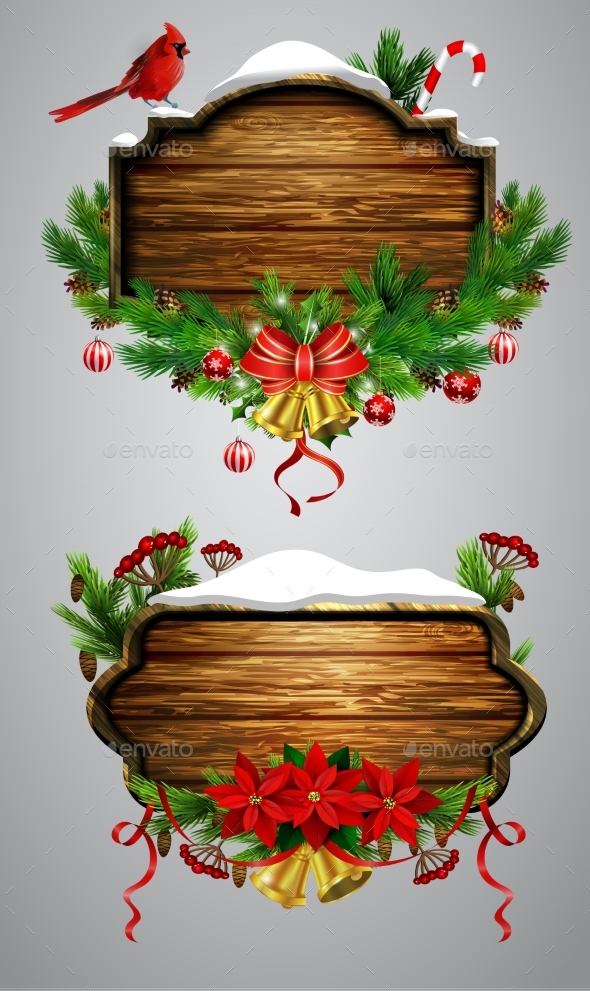 GraphicRiver Vector Wooden Christmas Board 20898571