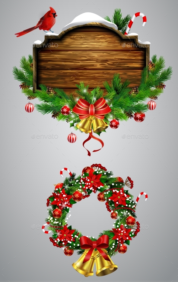 GraphicRiver Vector Wooden Christmas Board 20898620