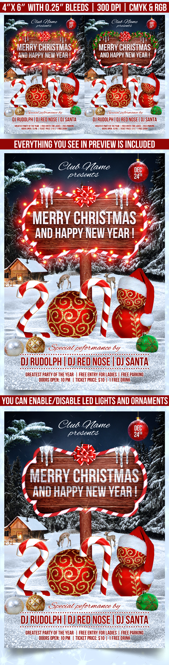 Christmas and New Year Party Flyer