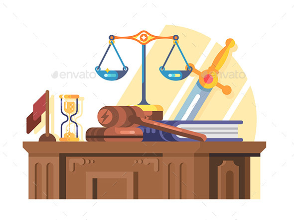 Jurisprudence Court and Law Concept Flat - Miscellaneous Vectors
