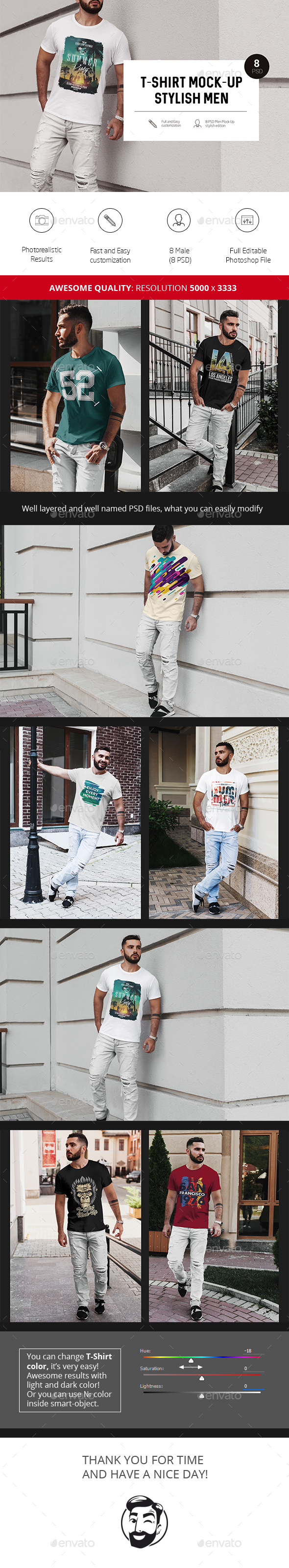 T-Shirt Mock-Up Stylish Men - Product Mock-Ups Graphics