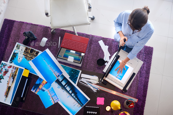 Photographer And Artist Working On Picture In Design Studio - Stock Photo - Images