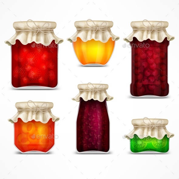 GraphicRiver Natural Fruit Jam Preserves Jars and Retro Lid 20901389 GraphicRiver Natural Fruit Jam Preserves Jars and Retro Lid 20901389