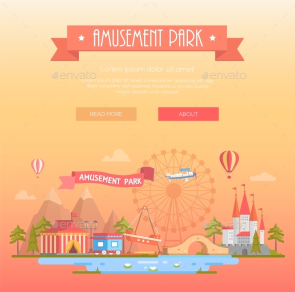 Amusement Park - Modern Vector Illustration - Web Elements Vectors