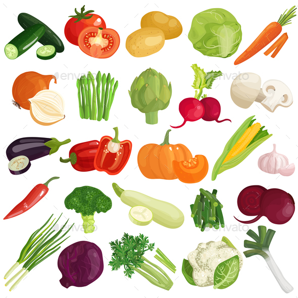GraphicRiver Vegetables Icons Set 20903473