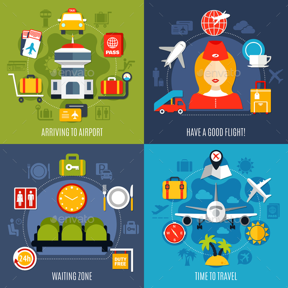 GraphicRiver Air Travel 4 Icons Concept 20903548