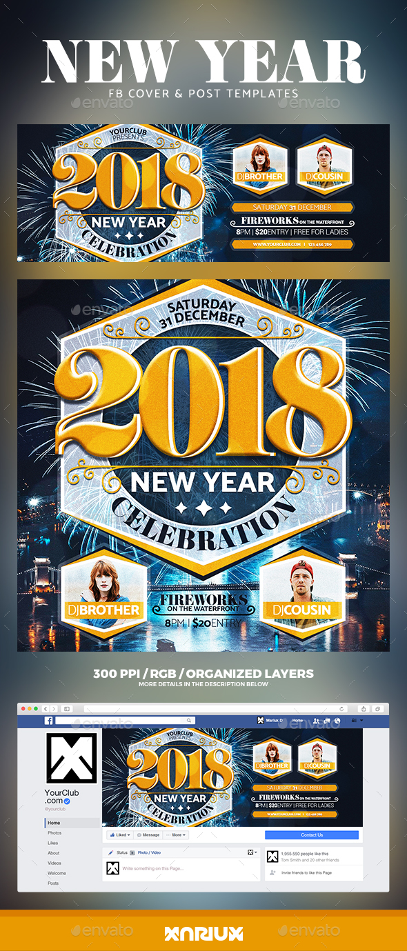 GraphicRiver New Year Party Facebook Cover 20903859