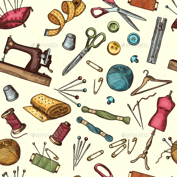 Fashion Seamless Pattern with Pictures - Backgrounds Decorative