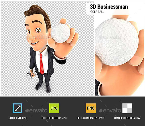 GraphicRiver 3D Businessman Holding Golf Ball 20904278 GraphicRiver 3D Businessman Holding Golf Ball 20904278