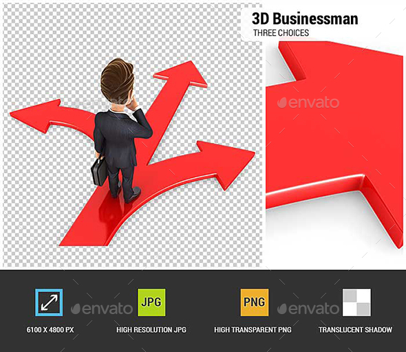 GraphicRiver 3D Businessman Three Choices 20904344 GraphicRiver 3D Businessman Three Choices 20904344