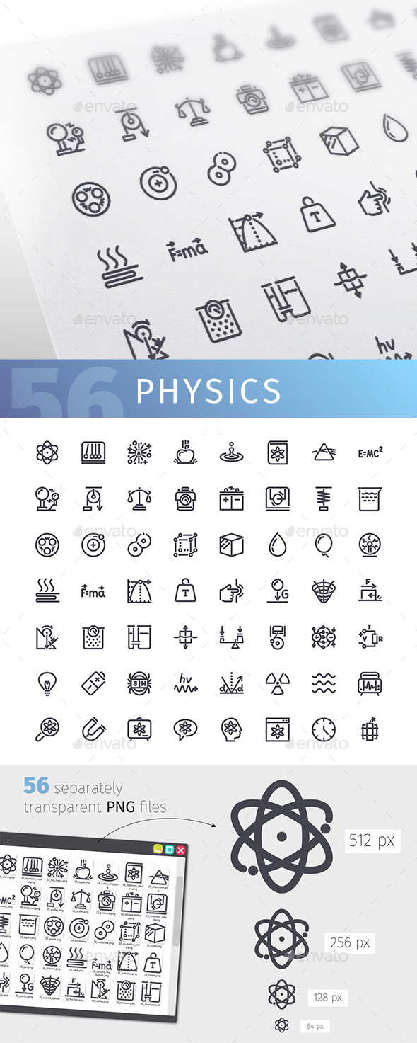 Physics Line Icons Set - Technology Icons