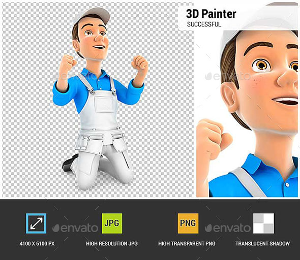 GraphicRiver 3D Successful Painter on his Knees 20904581