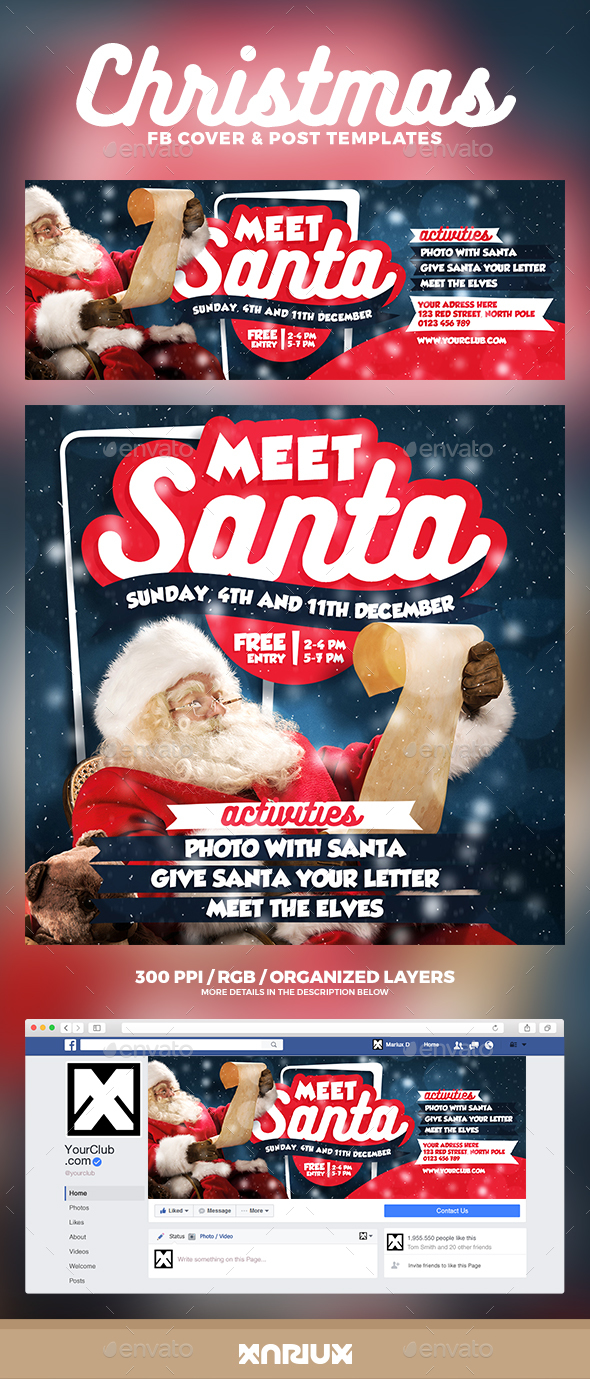 Meet Santa Facebook Cover - Social Media Web Elements