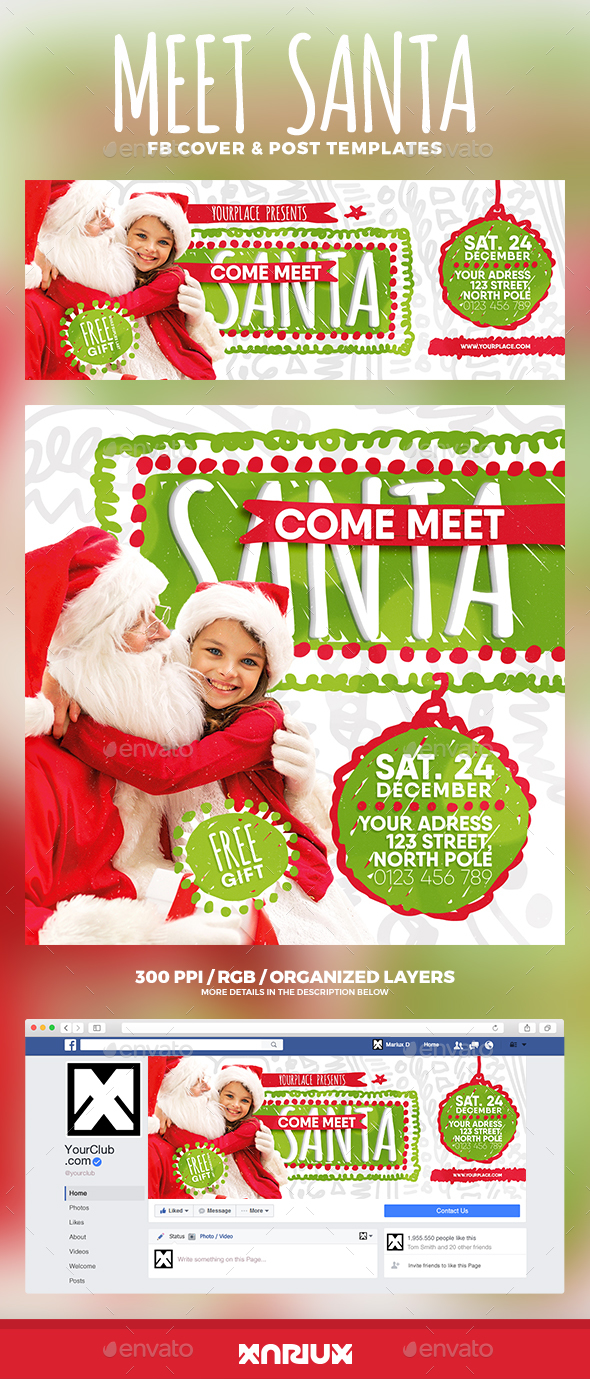 Meet Santa Facebook Cover - Social Media Web Elements