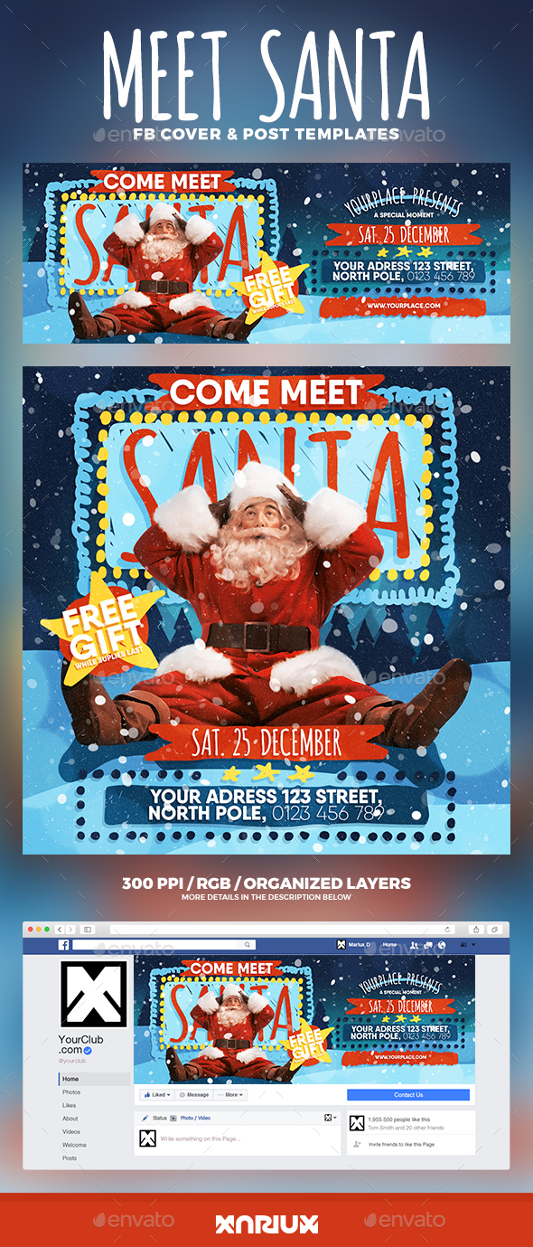 Come Meet Santa Facebook Cover - Social Media Web Elements