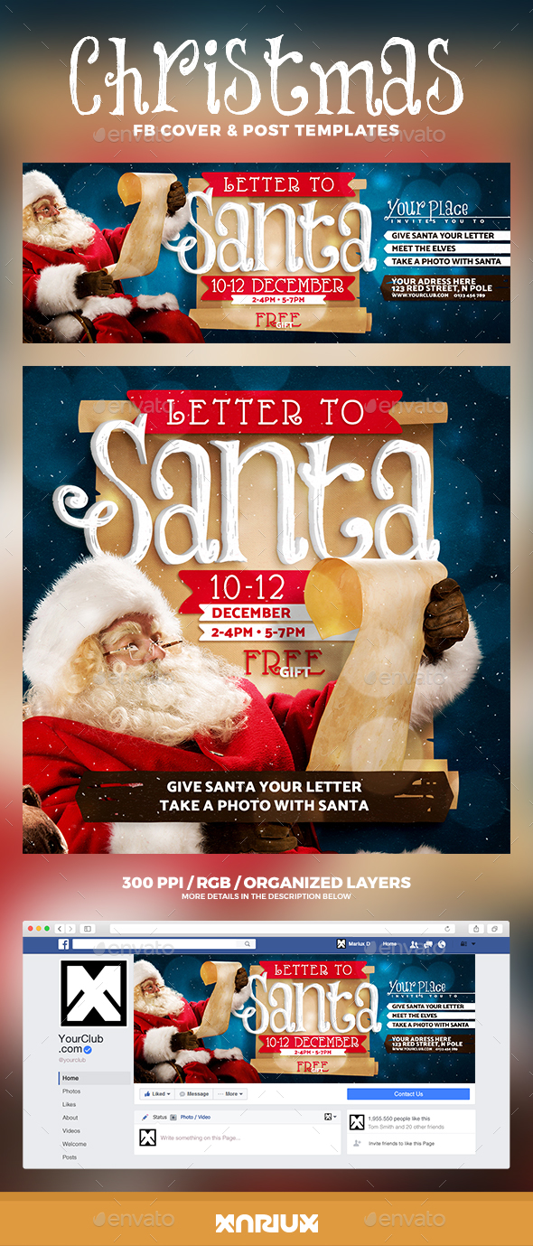 Letter to Santa Facebook Cover - Social Media Web Elements